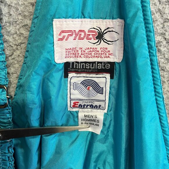Spyder Ski Bib Pant Men S Teal Suspenders Snow Thinsulate Insulation Entrant VTG - Picture 5 of 16